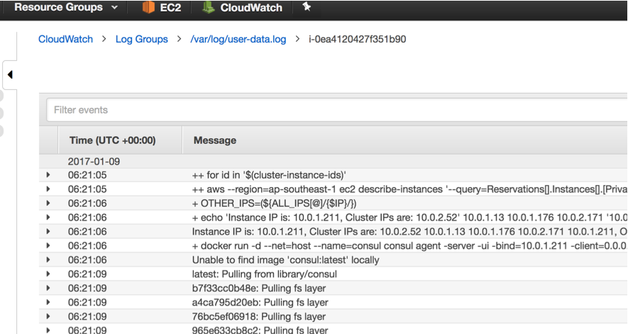Screenshot showing logs