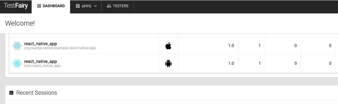 Screenshot of TestFairy